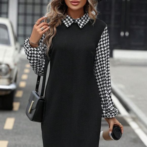 MONARCH FASHION Dresses & Skirts - Black and White Houndstooth  2 In 1 Dress